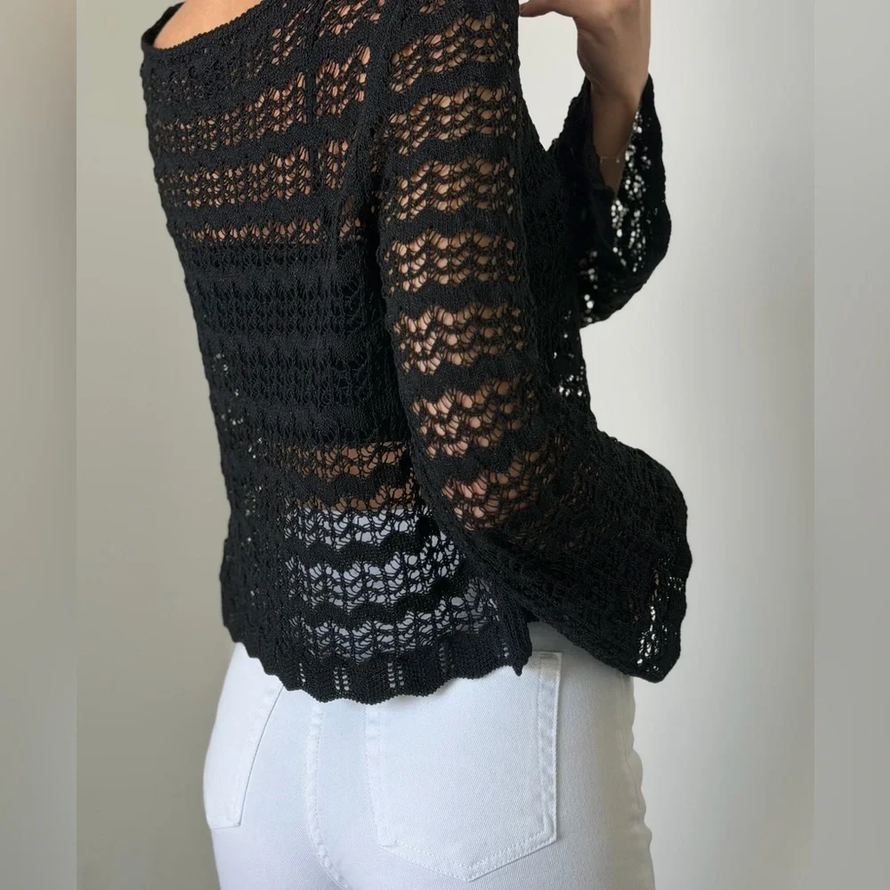 ZARA POINTELLE KNIT CROP TOP